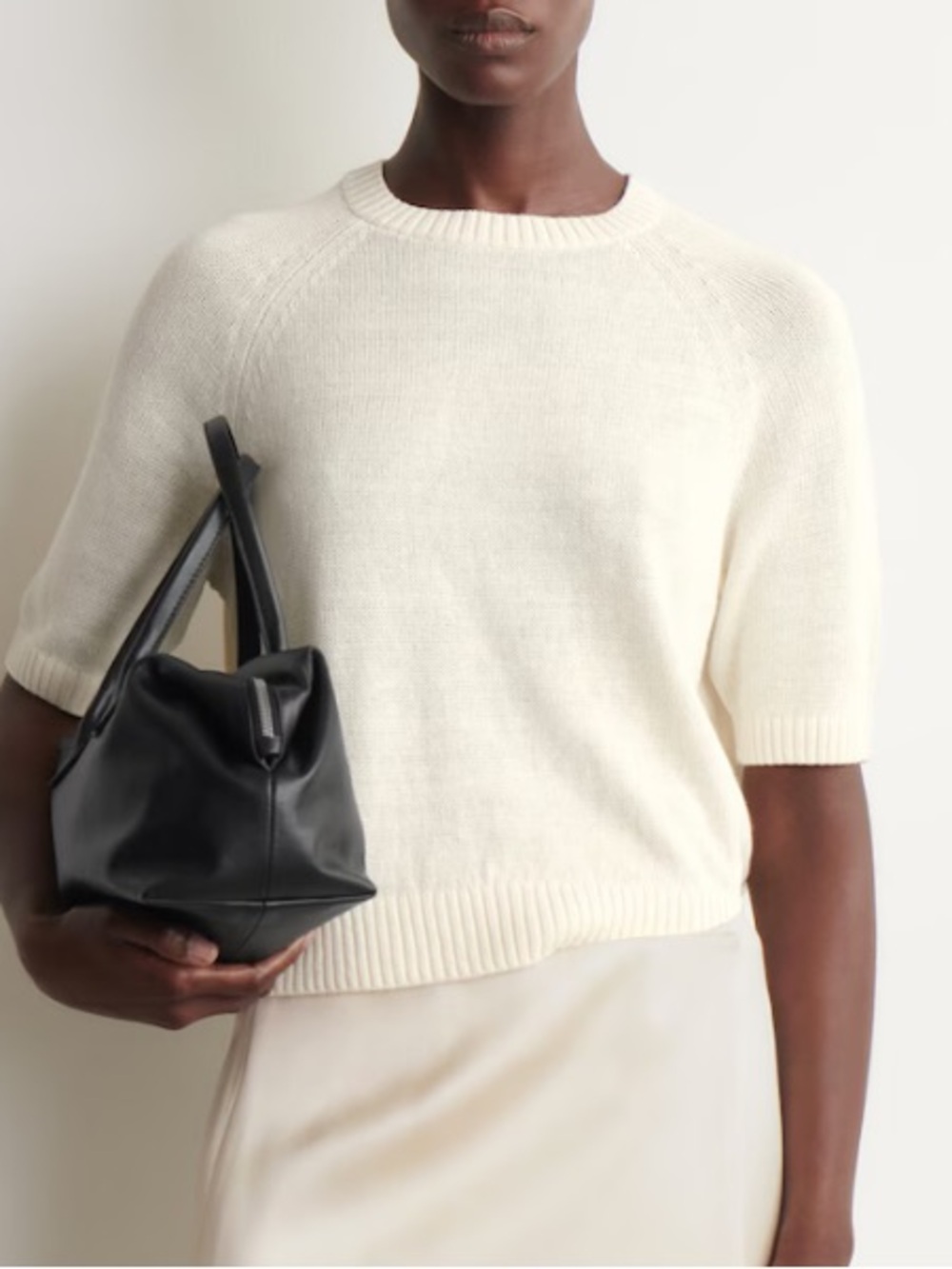 COS SHRUNKEN KNITTED LINEN T-SHIRT